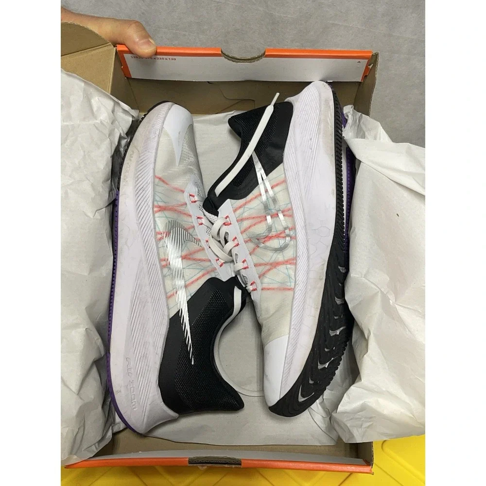 Nike‎ Winflo 8 Shoes Men 12 White Metallic Silver Black Gym CW3419-101 Sneakers
